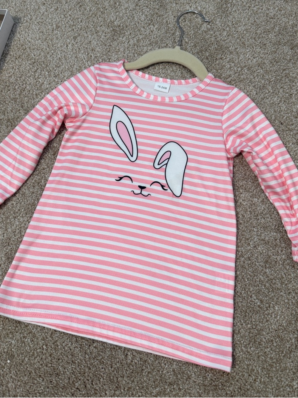 Pink & White Striped Bunny Dress
